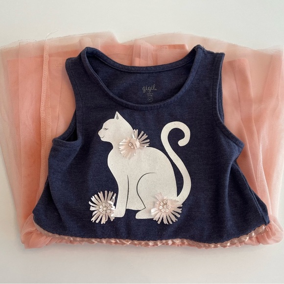 Gigil 4T CAT Tulle Sleeveless Dress W/Flower Embellishments - Picture 2 of 5